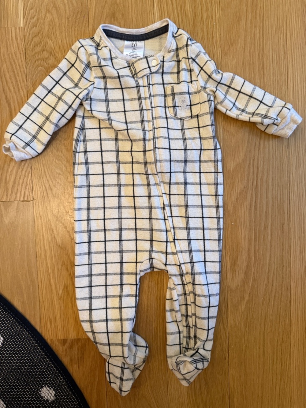 GAP Cream and Black Plaid Footed One-Piece